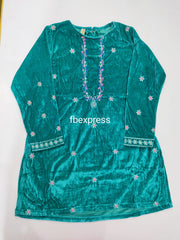 Baby Toss Embroidered Velvet Kurti